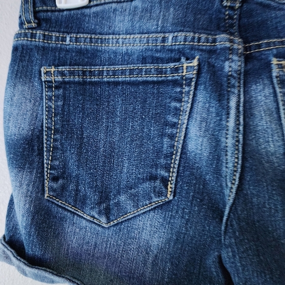 PARIS BLUES Blue Denim Jean Shorts Faded Midwash Blue Jeans Cuffed Hem Size 3 - Picture 12 of 17